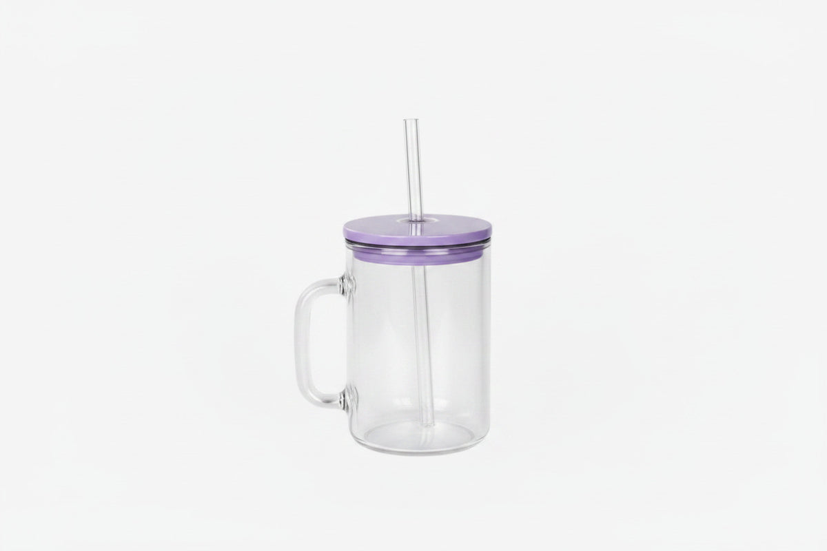 Snow Globe Style Mug 17oz – Purple Lid & Clear Straw