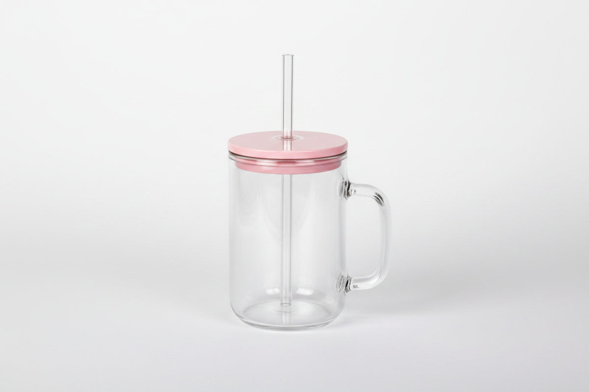 Snow Globe Style Mug 17oz – Pink Lid & Clear Straw