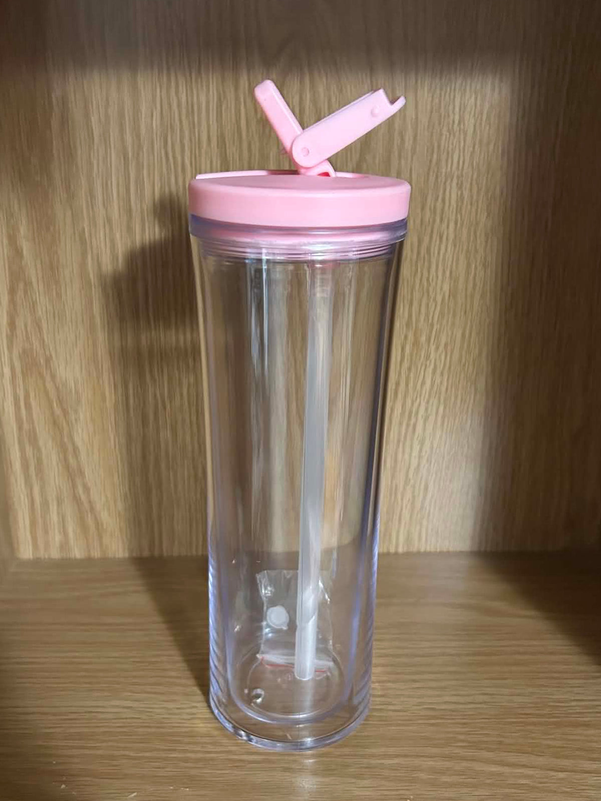 24oz Pink Acrylic snow globe style Drink Bottle